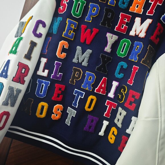 Supreme Appliqué Embroidered Baseball Jacket - Picture 10 of 12
